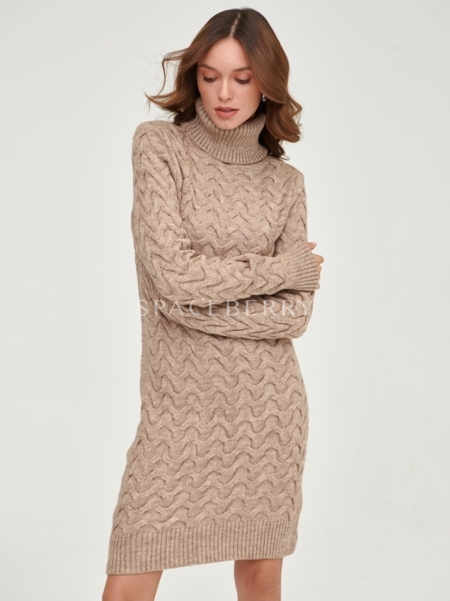 Женское теплое вечернее вязаное платье